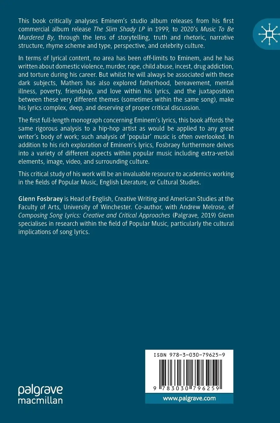 Rückseite: 9783030796259 | Reading Eminem | A Critical, Lyrical Analysis | Glenn Fosbraey | Buch