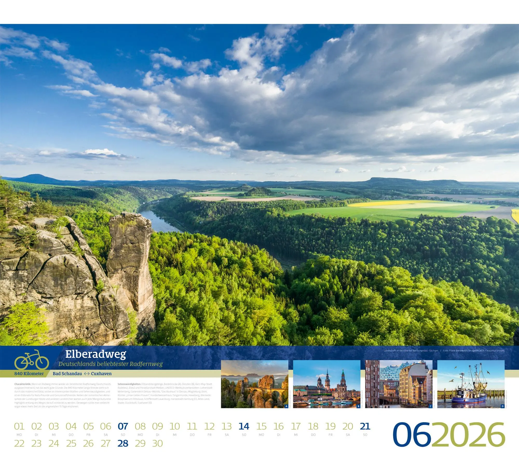 Bild: 9783838426259 | Deutschlands schönste Radfernwege Kalender 2026 | GmbH | Kalender