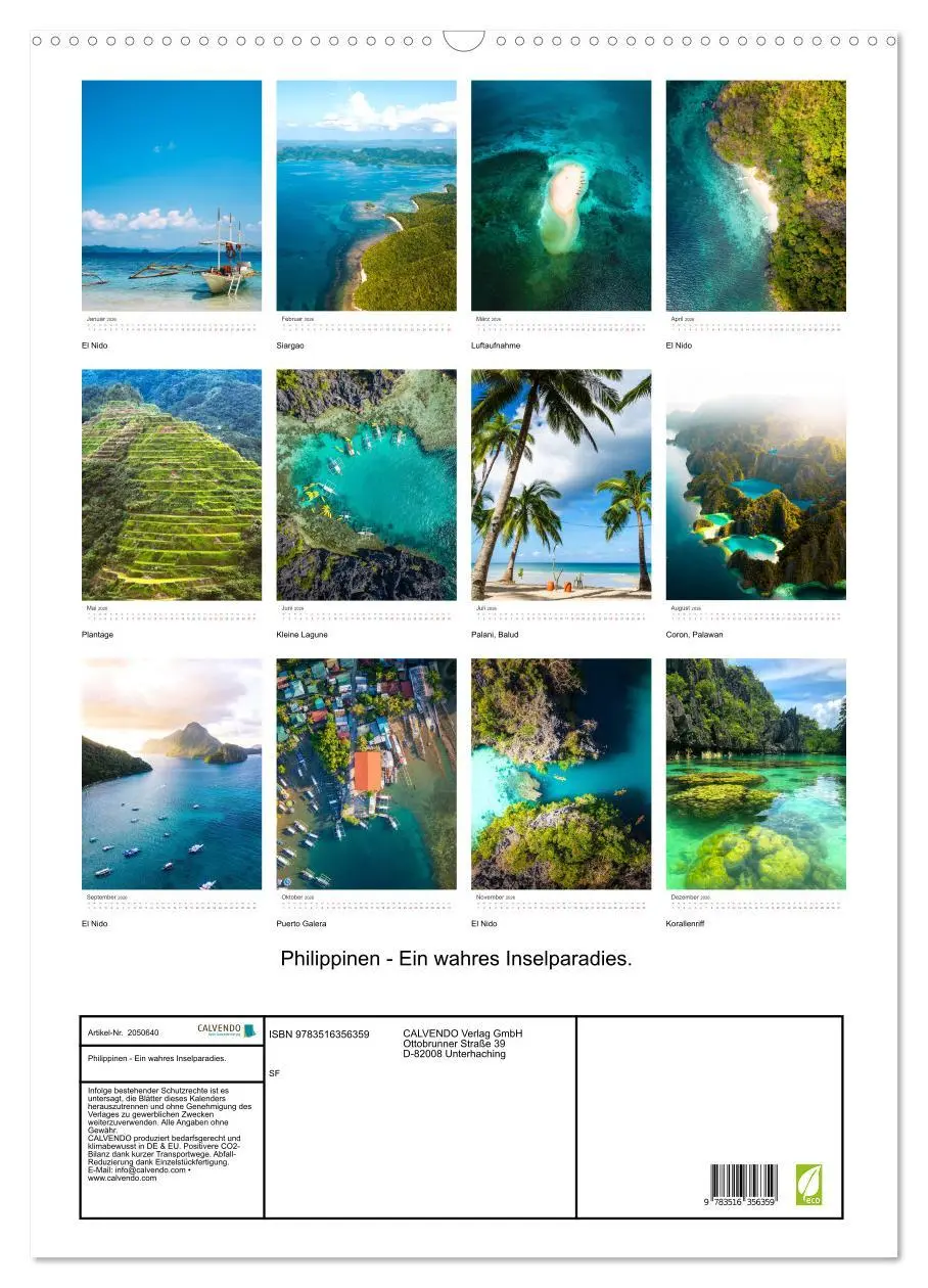 Bild: 9783516356359 | Philippinen - Ein wahres Inselparadies. (Wandkalender 2026 DIN A2...