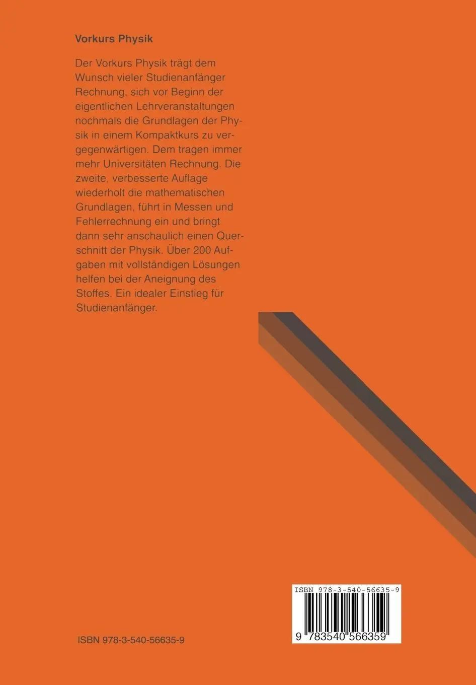 Rückseite: 9783540566359 | Vorkurs Physik | Einstieg für Studienanfänger | Helmut Vogel | Buch