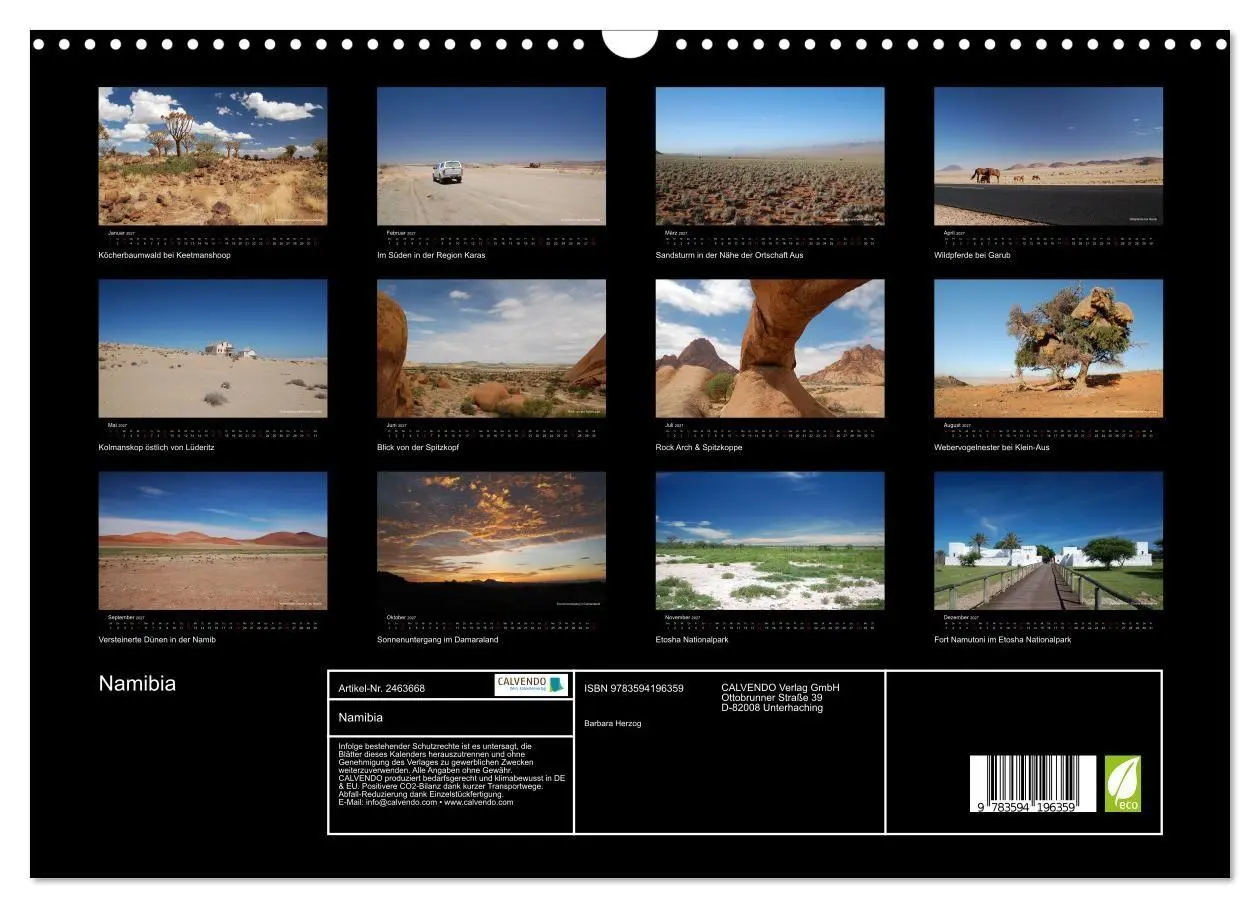 Bild: 9783594196359 | Namibia (Wandkalender 2027 DIN A3 quer), CALVENDO Monatskalender