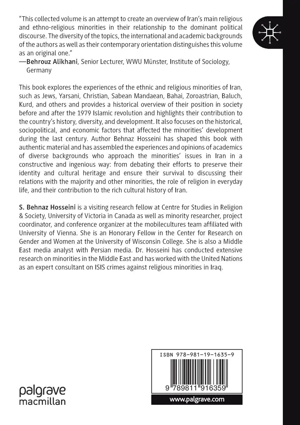 Rückseite: 9789811916359 | Ethnic Religious Minorities in Iran | S. Behnaz Hosseini | Taschenbuch