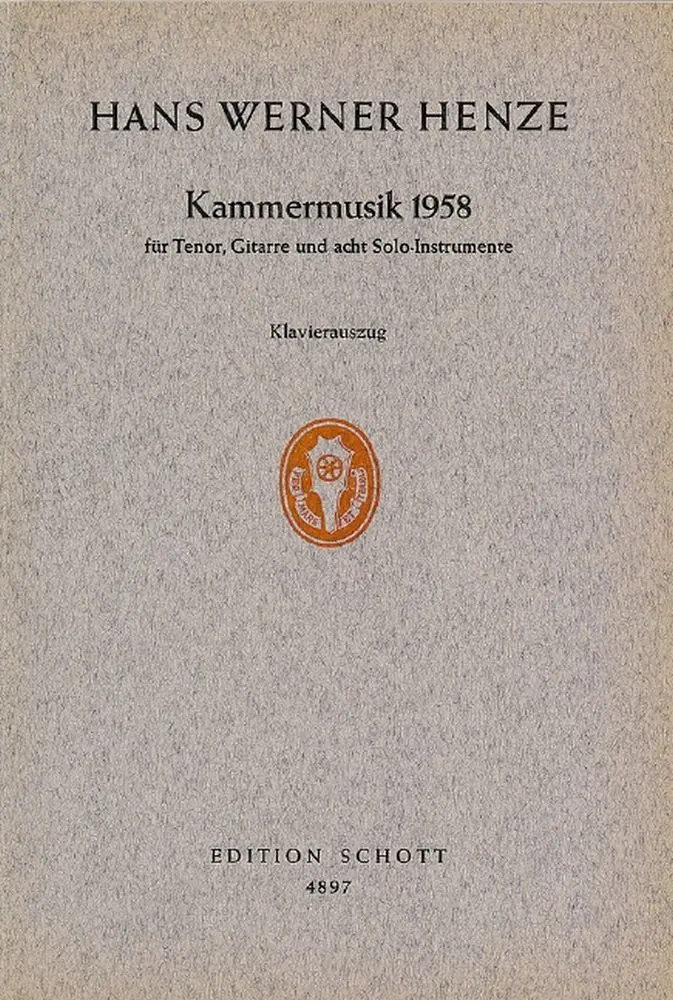 Cover: 9790001056359 | Kammermusik 1958 Ka | Hans Werner Henze | Buch | Schott Music