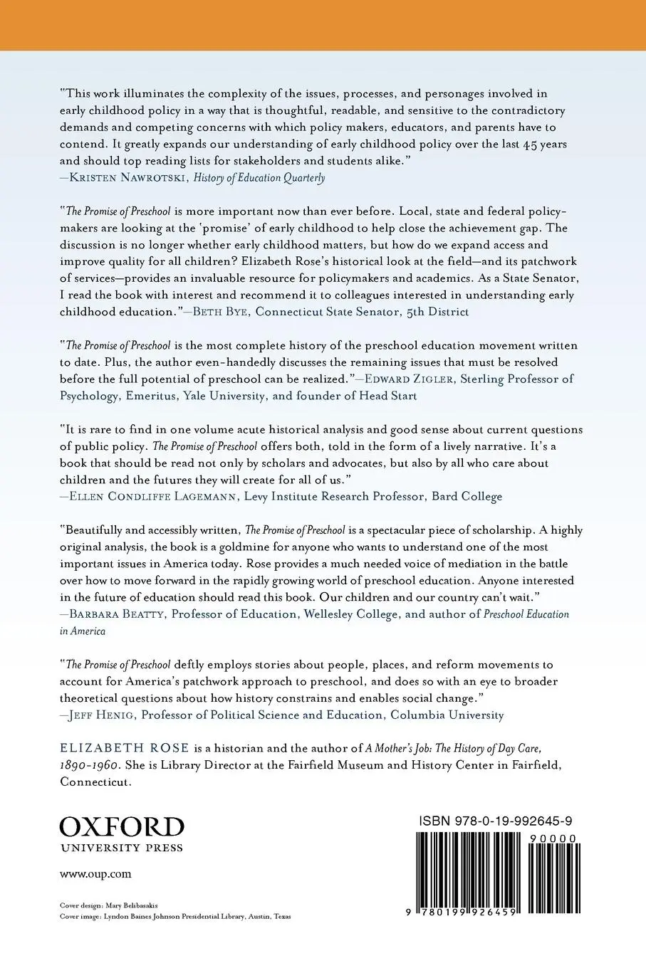 Rückseite: 9780199926459 | The Promise of Preschool | Elizabeth Rose | Taschenbuch | Englisch