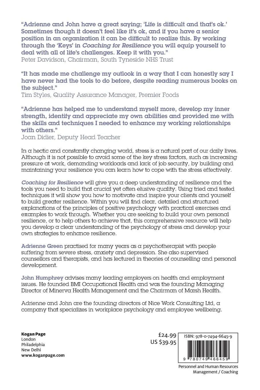 Rückseite: 9780749466459 | Coaching for Resilience | Adrienne Green (u. a.) | Taschenbuch | 2012