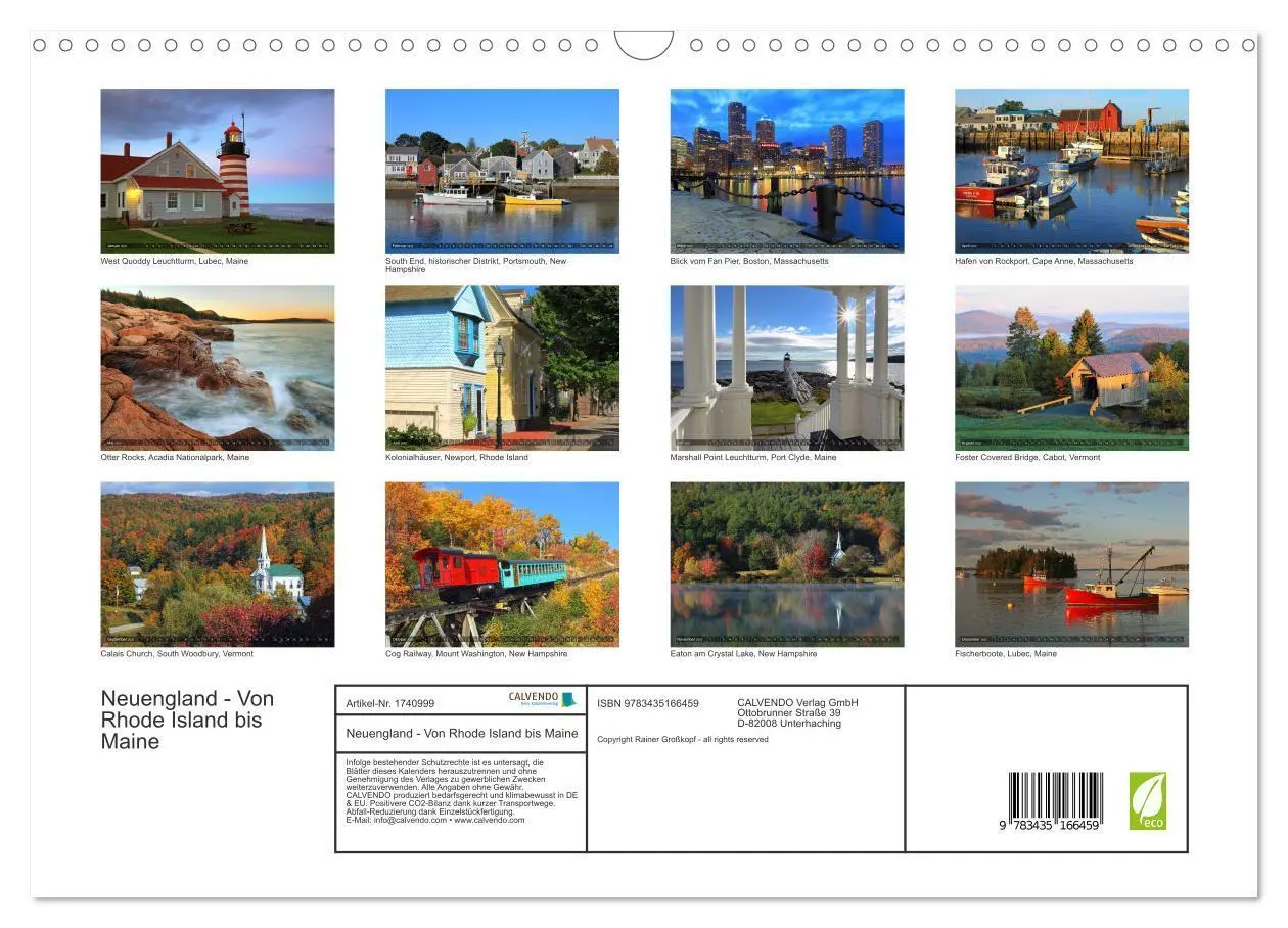 Bild: 9783435166459 | Neuengland - Von Rhode Island bis Maine (Wandkalender 2025 DIN A3...