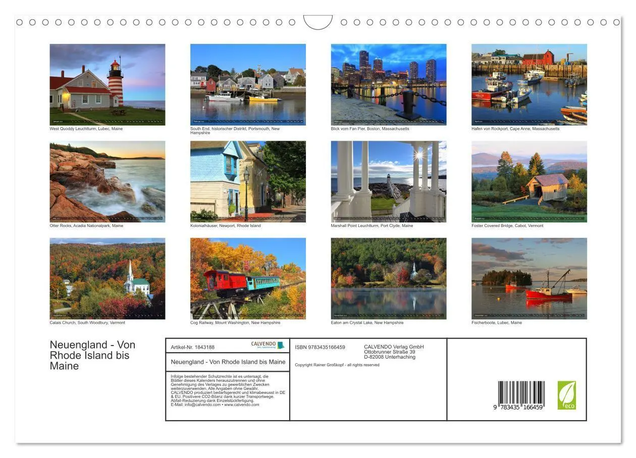 Bild: 9783435166459 | Neuengland - Von Rhode Island bis Maine (Wandkalender 2025 DIN A3...