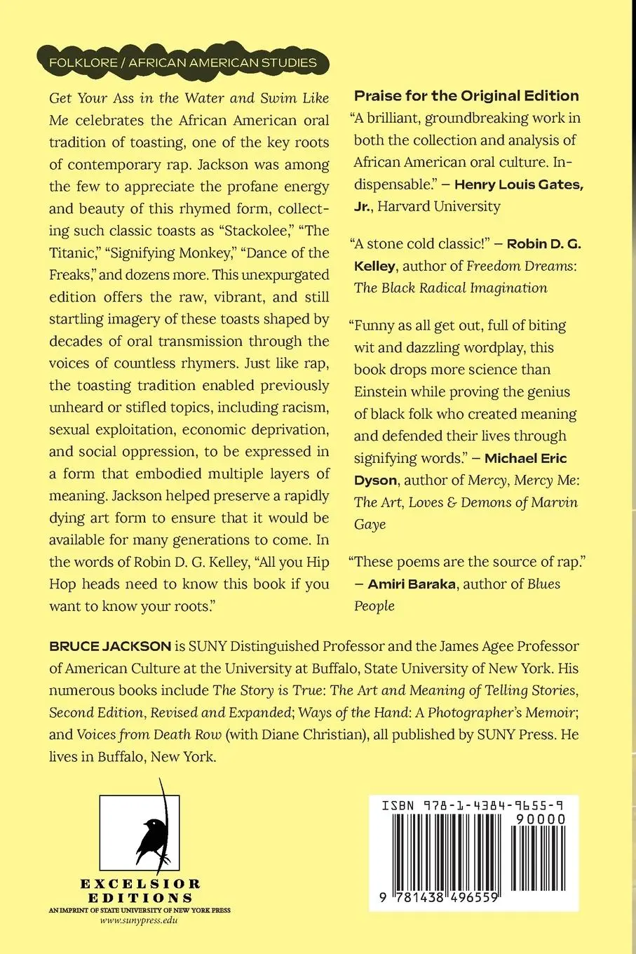 Rückseite: 9781438496559 | Get Your Ass in the Water and Swim Like Me | Bruce Jackson | Buch