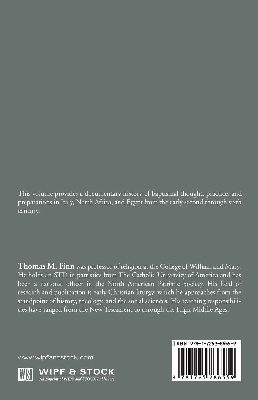 Rückseite: 9781725286559 | Early Christian Baptism and the Catechumenate | Thomas M. Finn | Buch
