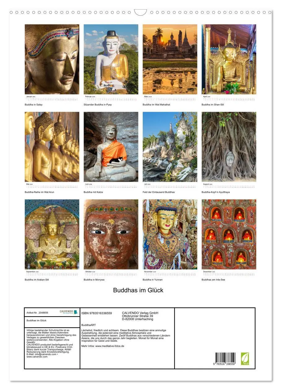 Bild: 9783516336559 | Buddhas im Glück (Wandkalender 2026 DIN A2 hoch), CALVENDO...