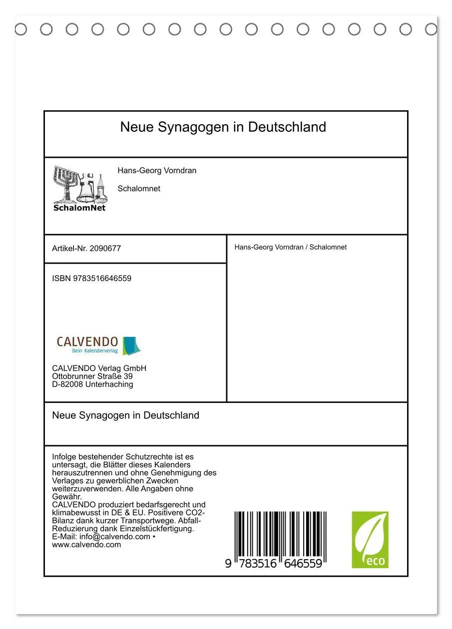Bild: 9783516646559 | Neue Synagogen in Deutschland (Tischkalender 2026 DIN A5 hoch),...