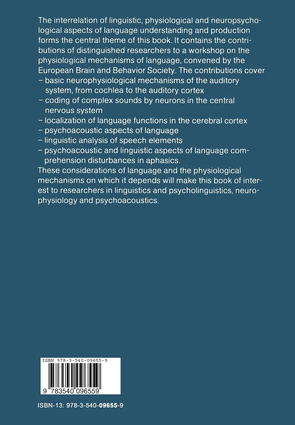 Rückseite: 9783540096559 | Hearing Mechanisms and Speech | O. Creutzfeldt (u. a.) | Taschenbuch