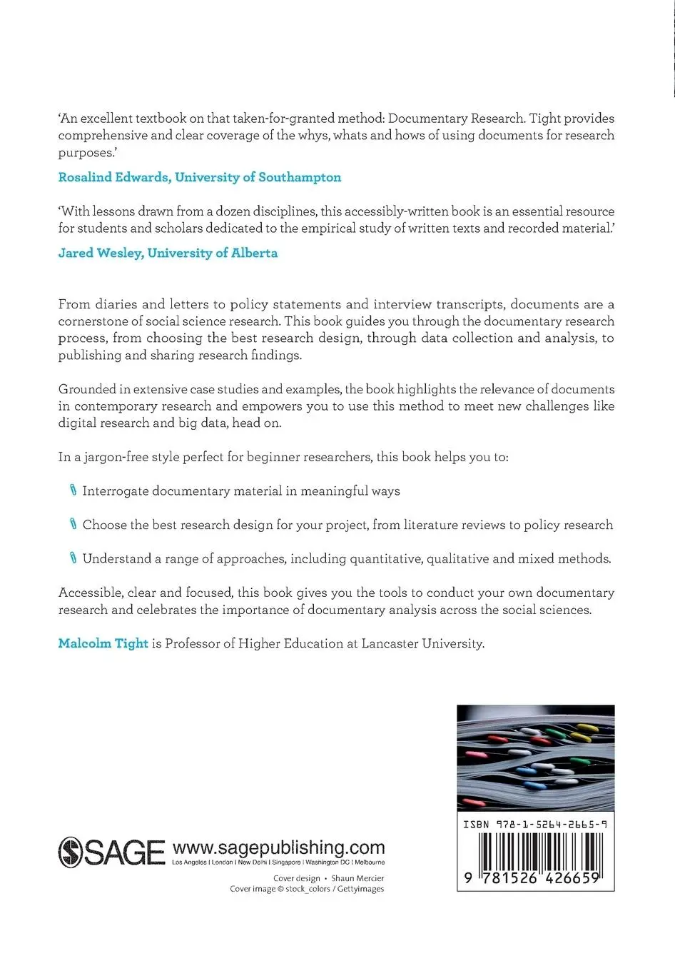 Rückseite: 9781526426659 | Documentary Research in the Social Sciences | Malcolm Tight | Buch