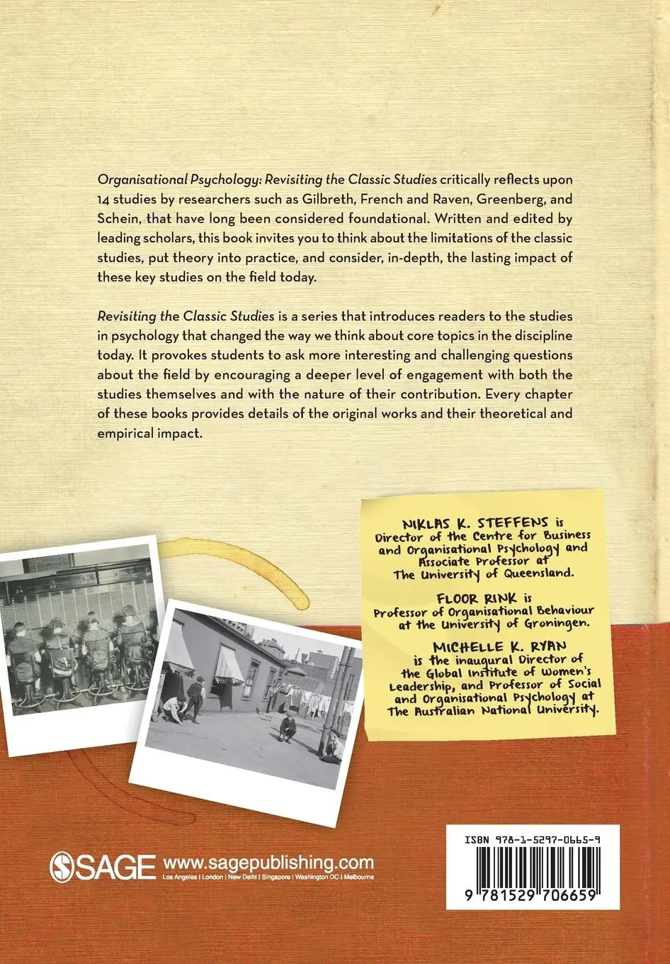 Rückseite: 9781529706659 | Organisational Psychology | Revisiting the Classic Studies | Buch