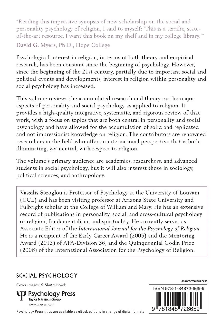 Rückseite: 9781848726659 | Religion, Personality, and Social Behavior | Vassilis Saroglou | Buch