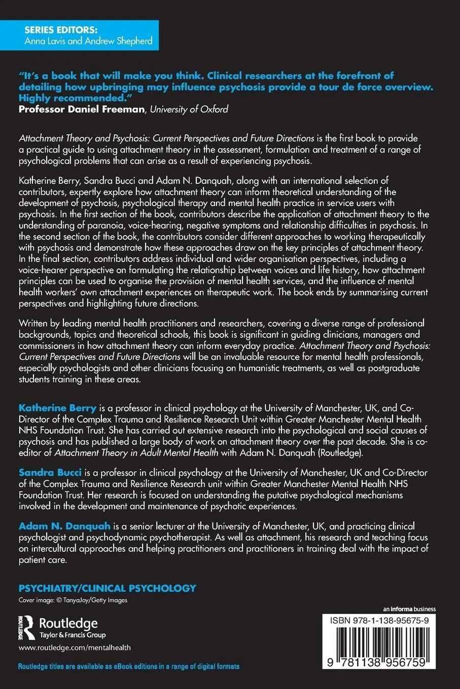 Rückseite: 9781138956759 | Attachment Theory and Psychosis | Katherine Berry (u. a.) | Buch