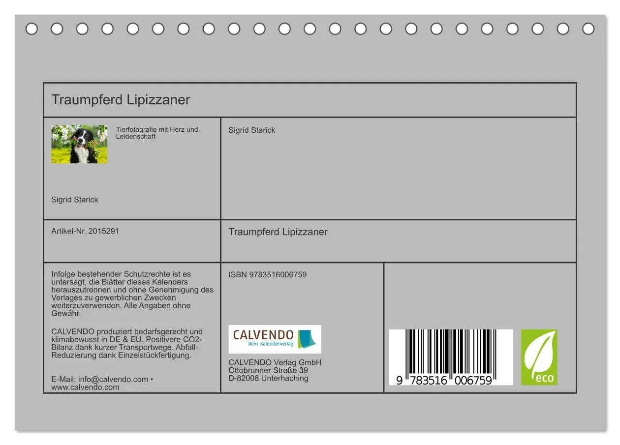 Bild: 9783516006759 | Traumpferd Lipizzaner (Tischkalender 2026 DIN A5 quer), CALVENDO...