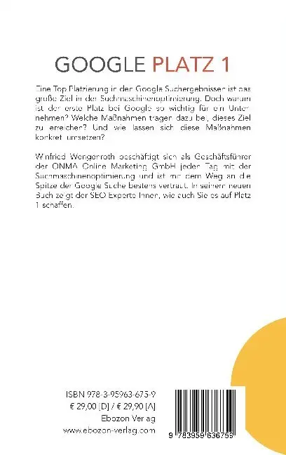 Bild: 9783959636759 | Google Platz 1 | Winfried Wengenroth | Taschenbuch | 201 S. | Deutsch