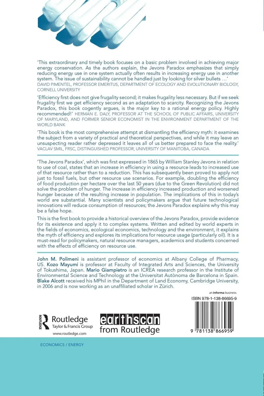 Rückseite: 9781138866959 | The Jevons Paradox and the Myth of Resource Efficiency Improvements