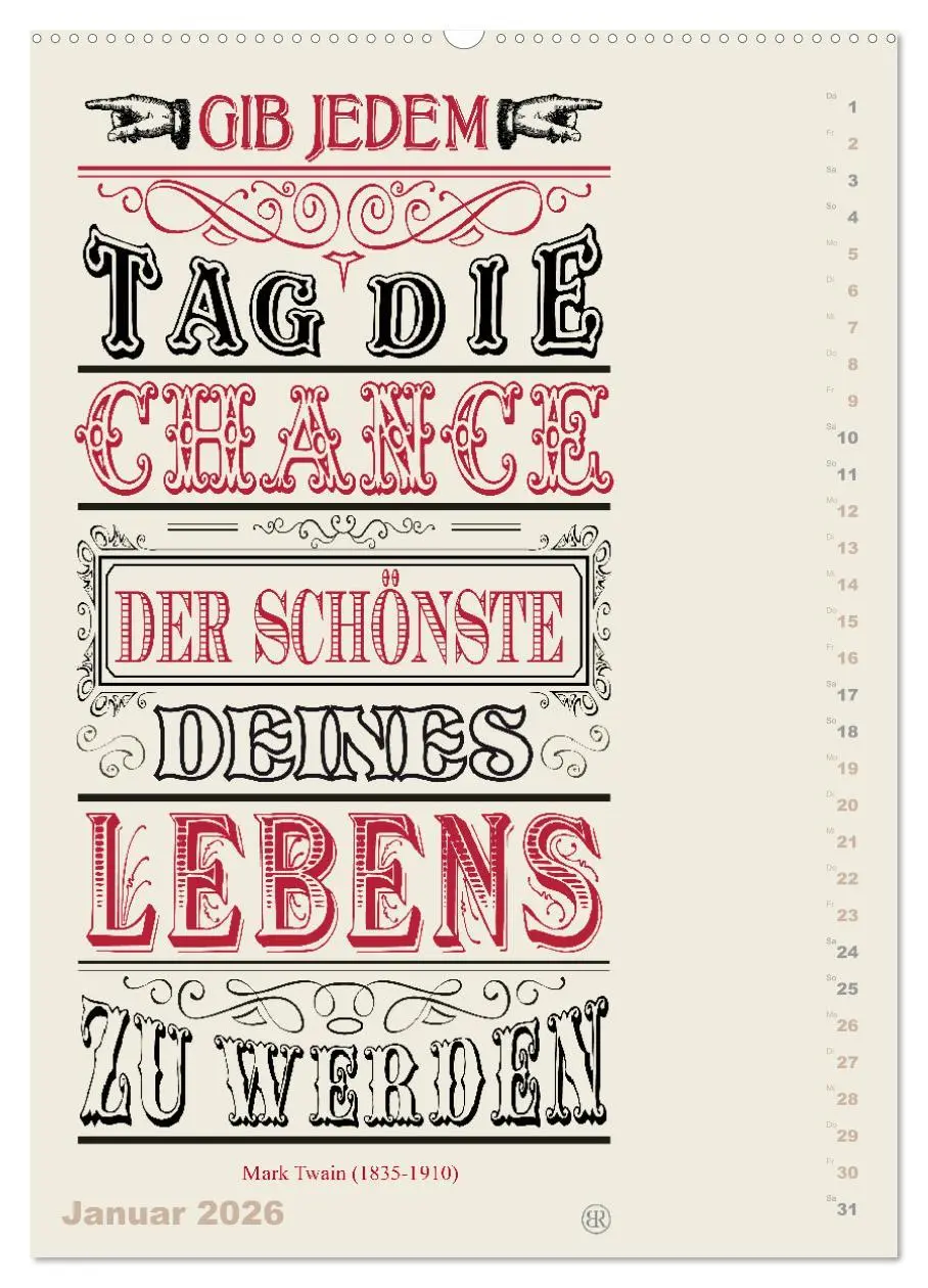 Bild: 9783516466959 | Die schönsten Lebensweisheiten Typo - Kalender (Wandkalender 2026...