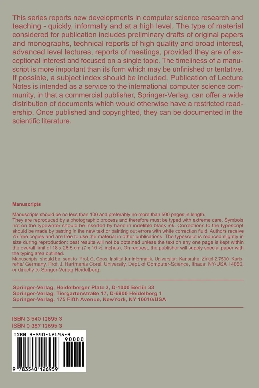 Rückseite: 9783540126959 | DIANA. An Intermediate Language for Ada | Revised Version | Buch