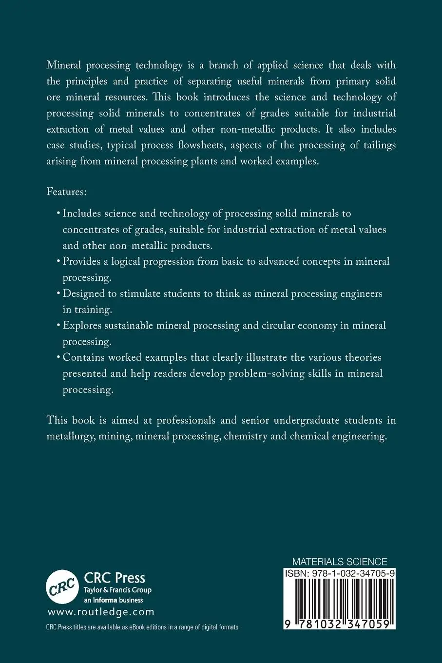 Rückseite: 9781032347059 | Mineral Processing Technology | A Concise Introduction | Adeleke