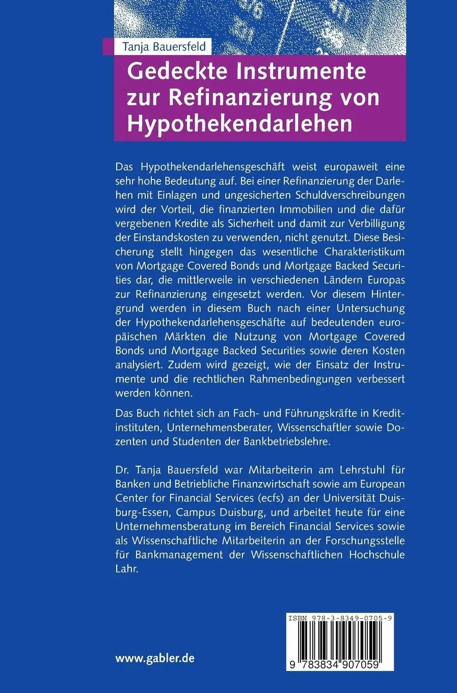 Rückseite: 9783834907059 | Gedeckte Instrumente zur Refinanzierung von Hypothekendarlehen | Buch