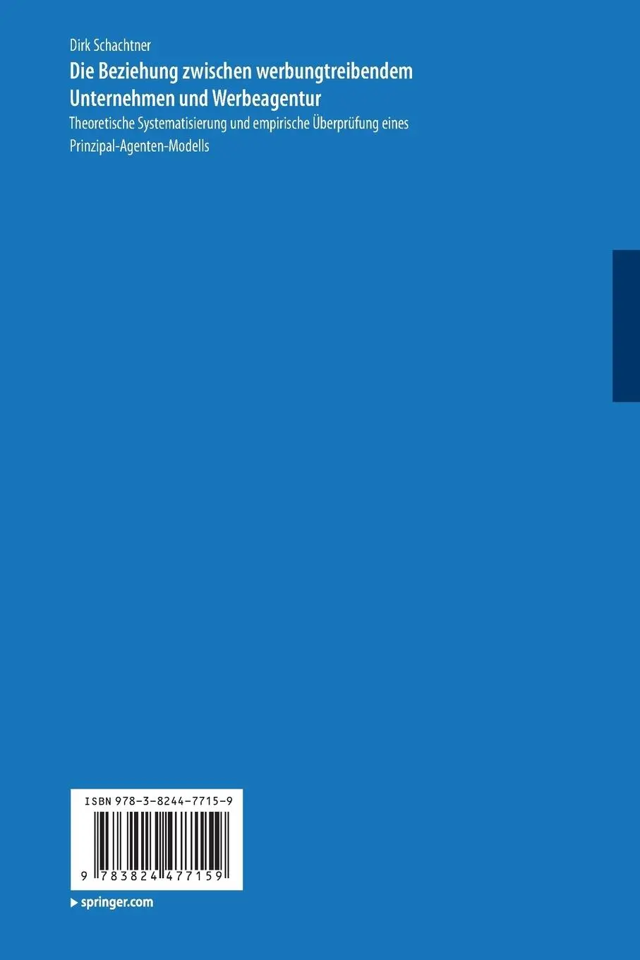 Rückseite: 9783824477159 | Die Beziehung zwischen werbungtreibendem Unternehmen und Werbeagentur