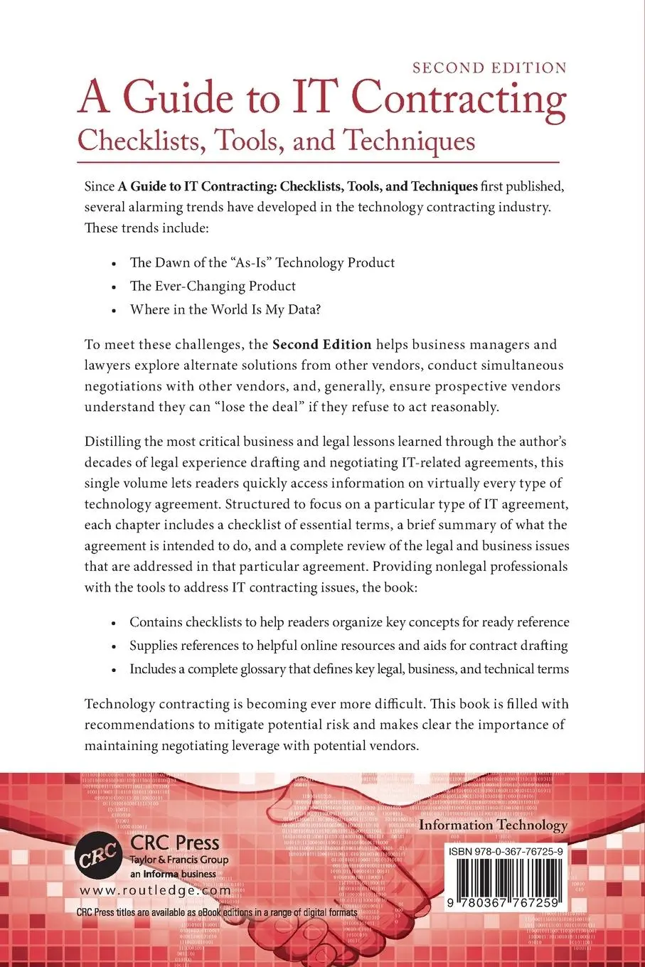 Rückseite: 9780367767259 | A Guide to IT Contracting | Checklists, Tools, and Techniques | Overly