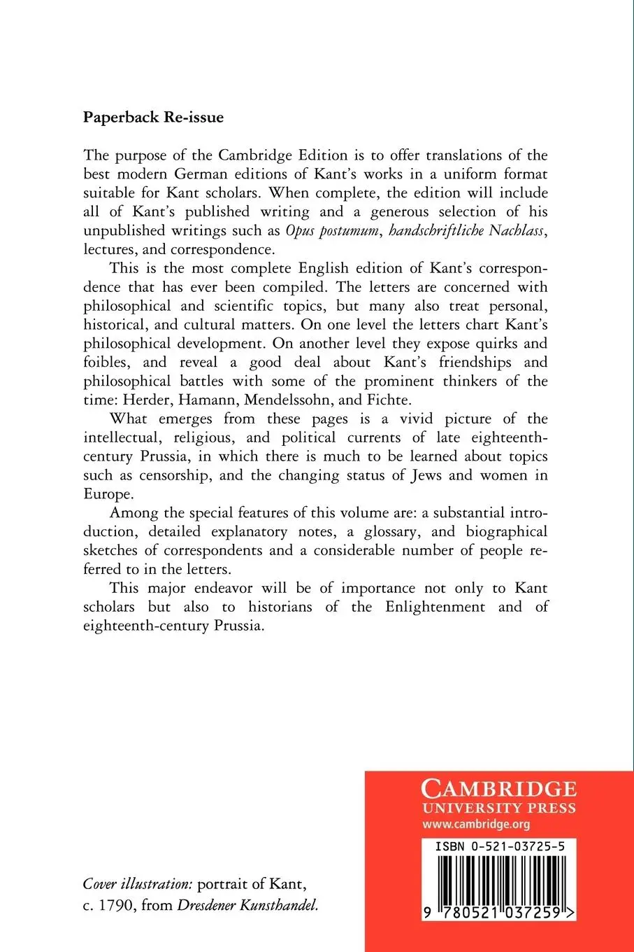 Rückseite: 9780521037259 | Correspondence | Immanuel Kant | Taschenbuch | Kartoniert / Broschiert
