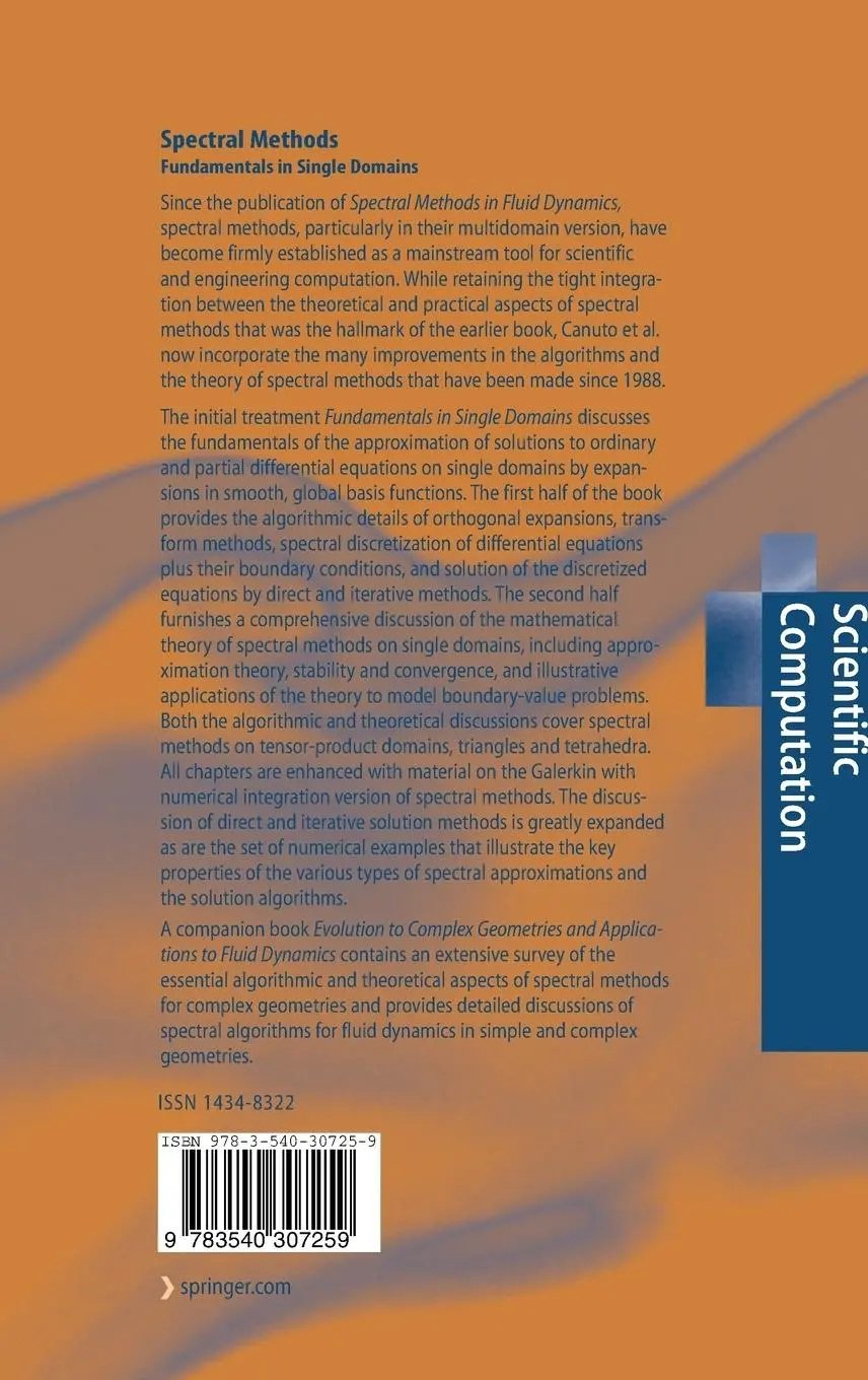 Rückseite: 9783540307259 | Spectral Methods | Fundamentals in Single Domains | Canuto (u. a.)