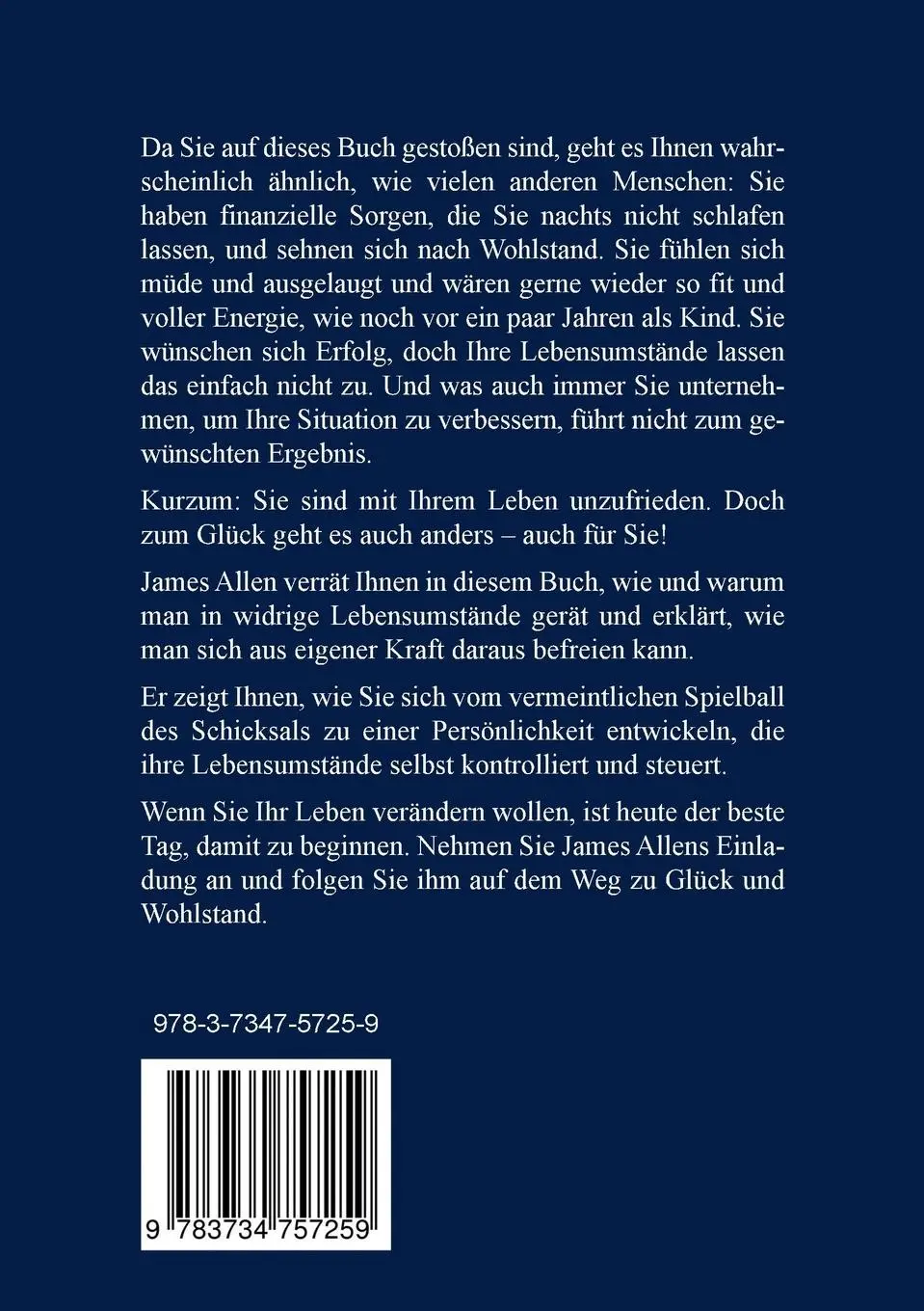 Rückseite: 9783734757259 | Der Weg zu Glück und Wohlstand | The Path of Prosperity | James Allen