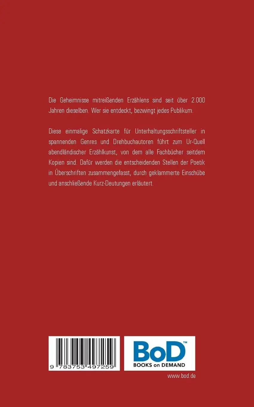 Rückseite: 9783753497259 | Aristoteles' Poetik | Für Drehbuch- und Spannungsautoren | Martin Thau