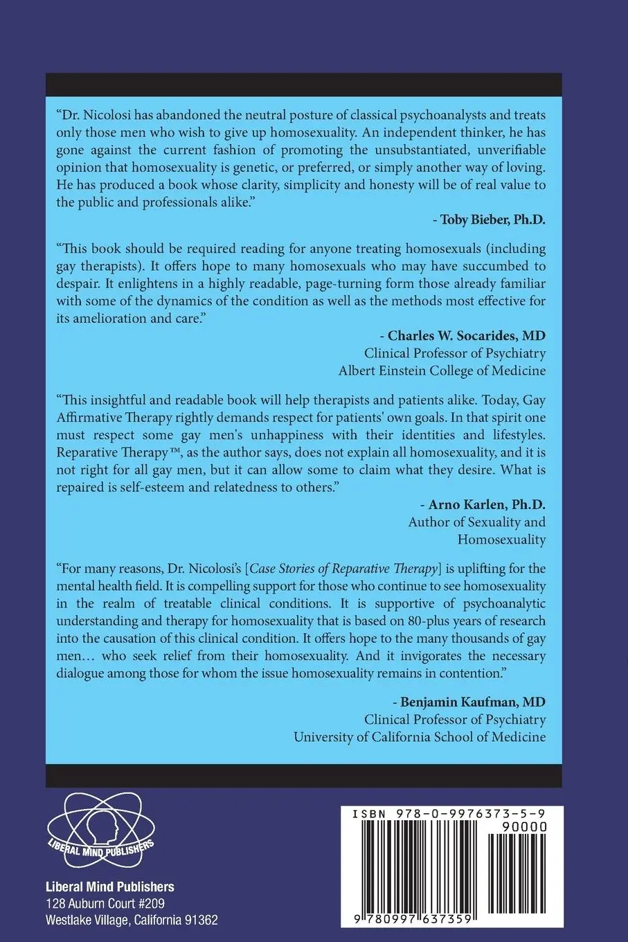Rückseite: 9780997637359 | Case Stories of Reparative Therapy | Joseph Nicolosi | Taschenbuch