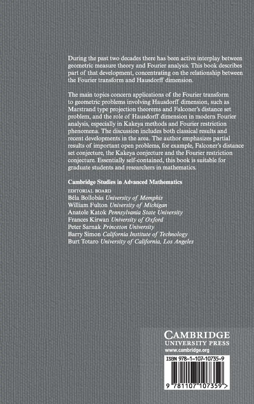 Rückseite: 9781107107359 | Fourier Analysis and Hausdorff Dimension | Pertti Mattila | Buch