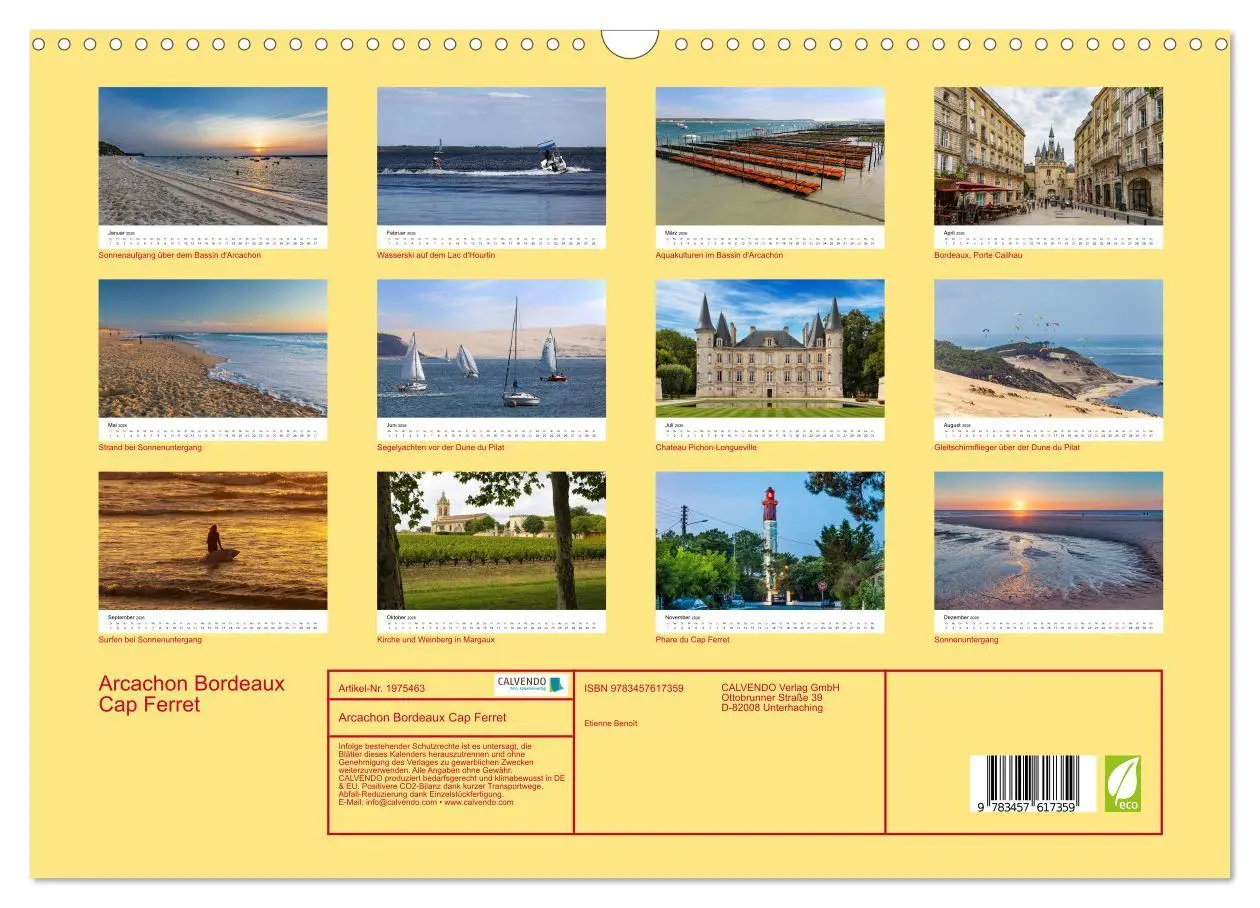Bild: 9783457617359 | Arcachon Bordeaux Cap Ferret (Wandkalender 2026 DIN A3 quer),...