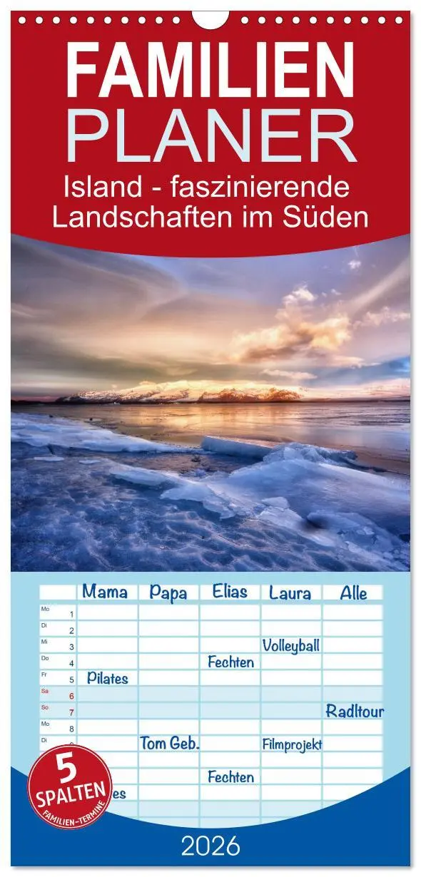 Cover: 9783516497359 | Familienplaner 2026 - Island - faszinierende Landschaften im Süden...