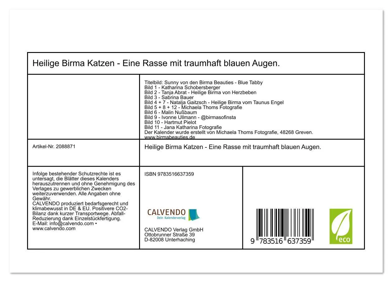 Bild: 9783516637359 | Heilige Birma Katzen - Eine Rasse mit traumhaft blauen Augen....
