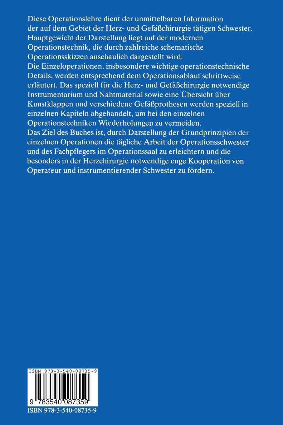 Rückseite: 9783540087359 | Herz- und Gefäßoperationen | Weiterbildung | T. -R. Billmaier (u. a.)