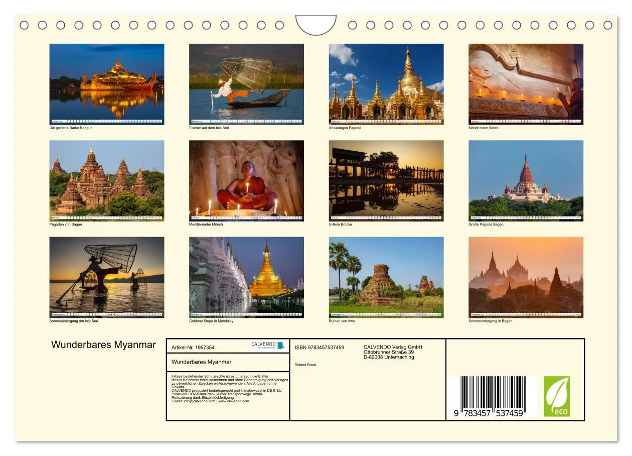 Bild: 9783457537459 | Wunderbares Myanmar (Wandkalender 2026 DIN A4 quer), CALVENDO...