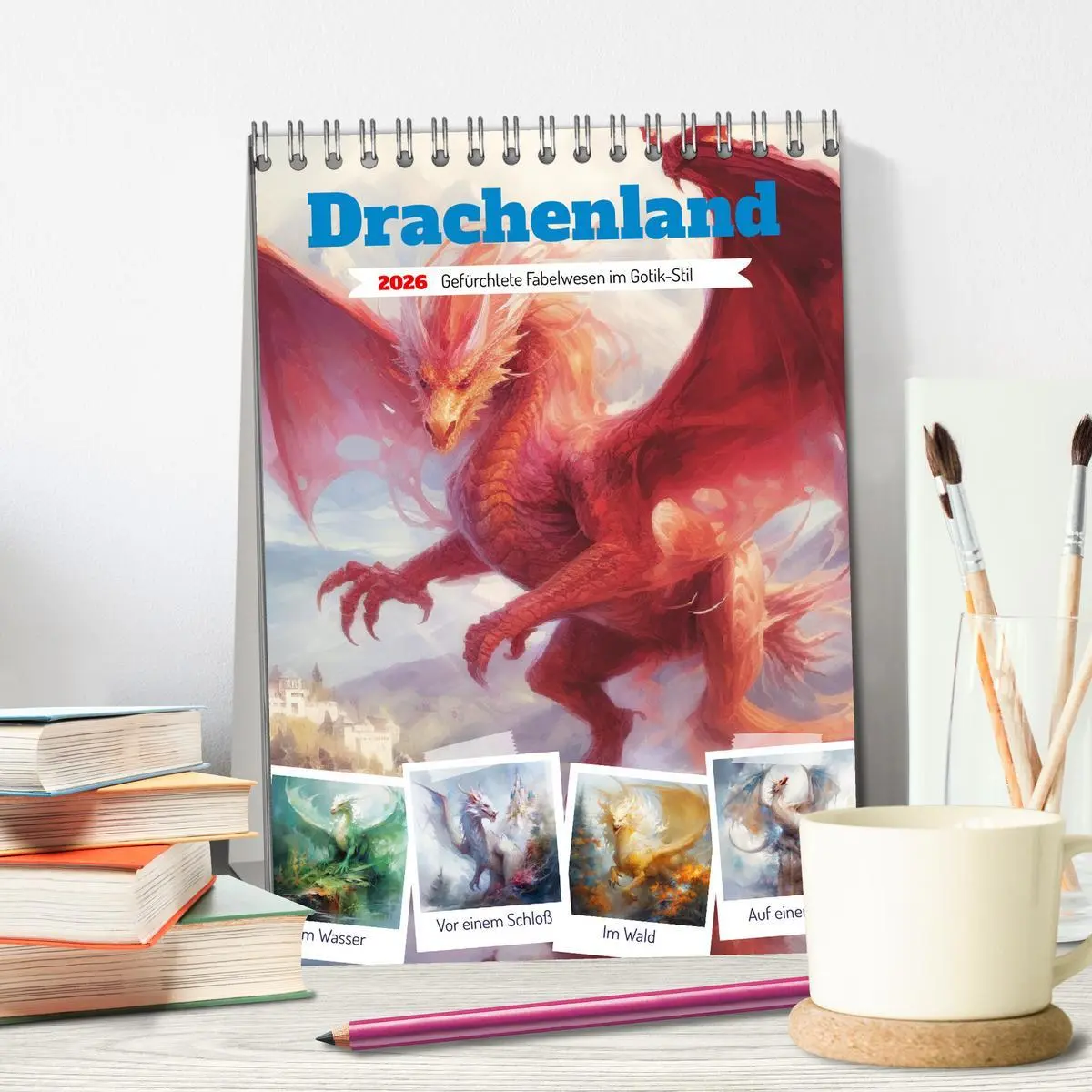 Bild: 9783516317459 | Drachenland. Gefürchtete Fabelwesen im Gotik-Stil (Tischkalender...