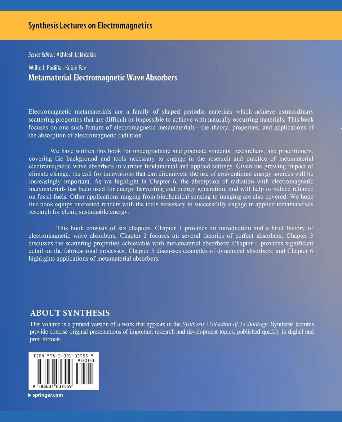 Rückseite: 9783031037559 | Metamaterial Electromagnetic Wave Absorbers | Kebin Fan (u. a.) | Buch
