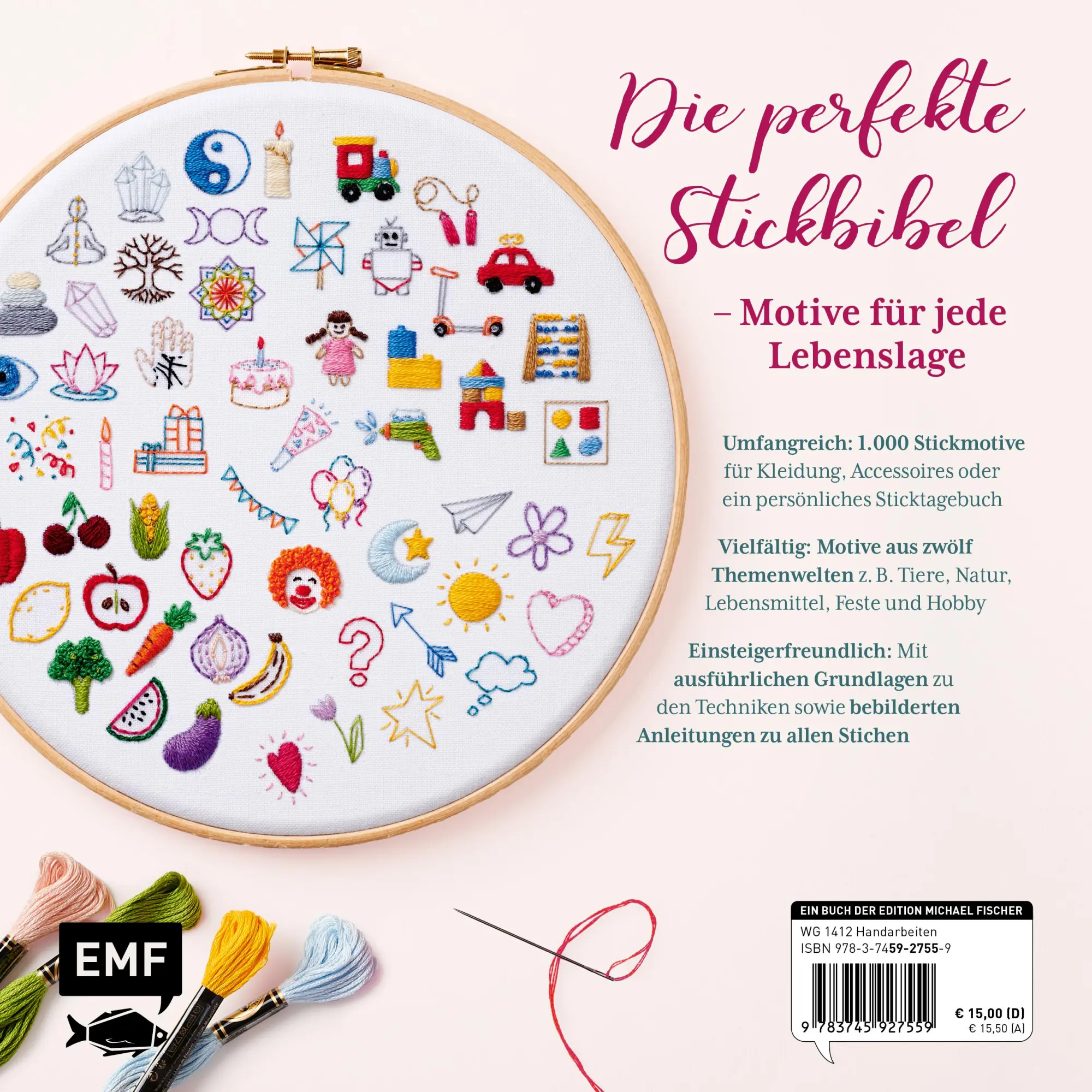 Rückseite: 9783745927559 | 1000 x Sticken - Die große Motivsammlung | Steph Arnold | Taschenbuch