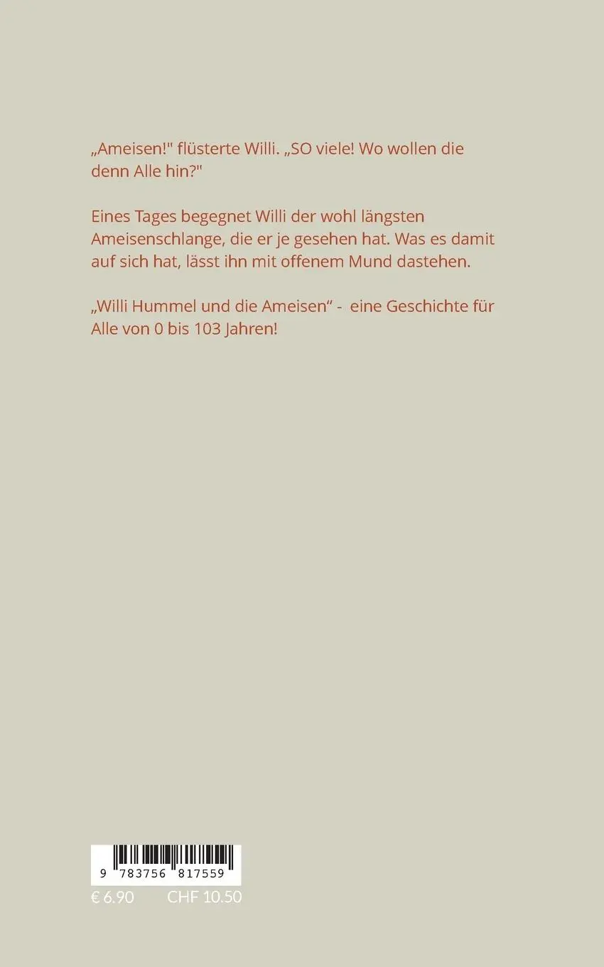 Rückseite: 9783756817559 | Willi Hummel und die Ameisen | Christina de Groot | Taschenbuch | 2023