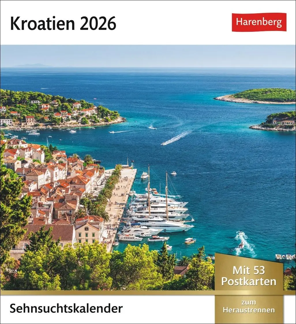 Cover: 9783840037559 | Kroatien Sehnsuchtskalender 2026 - Wochenkalender mit 53 Postkarten
