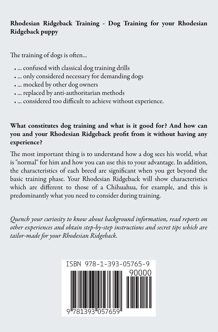 Rückseite: 9781393057659 | Rhodesian Ridgeback Training - Dog Training for your Rhodesian...
