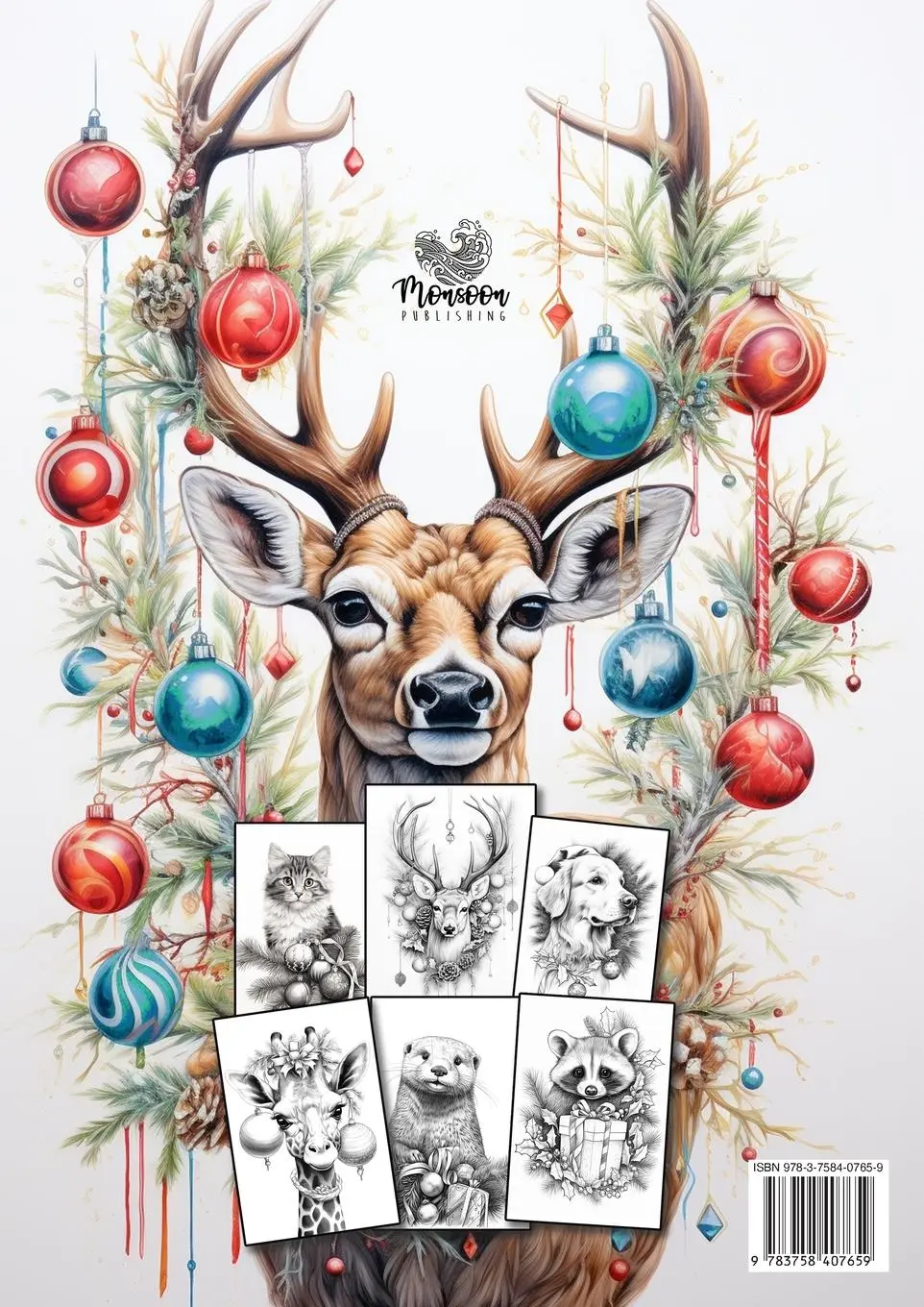 Rückseite: 9783758407659 | Christmas Animals Coloring Book for Adults | Monsoon Publishing | Buch