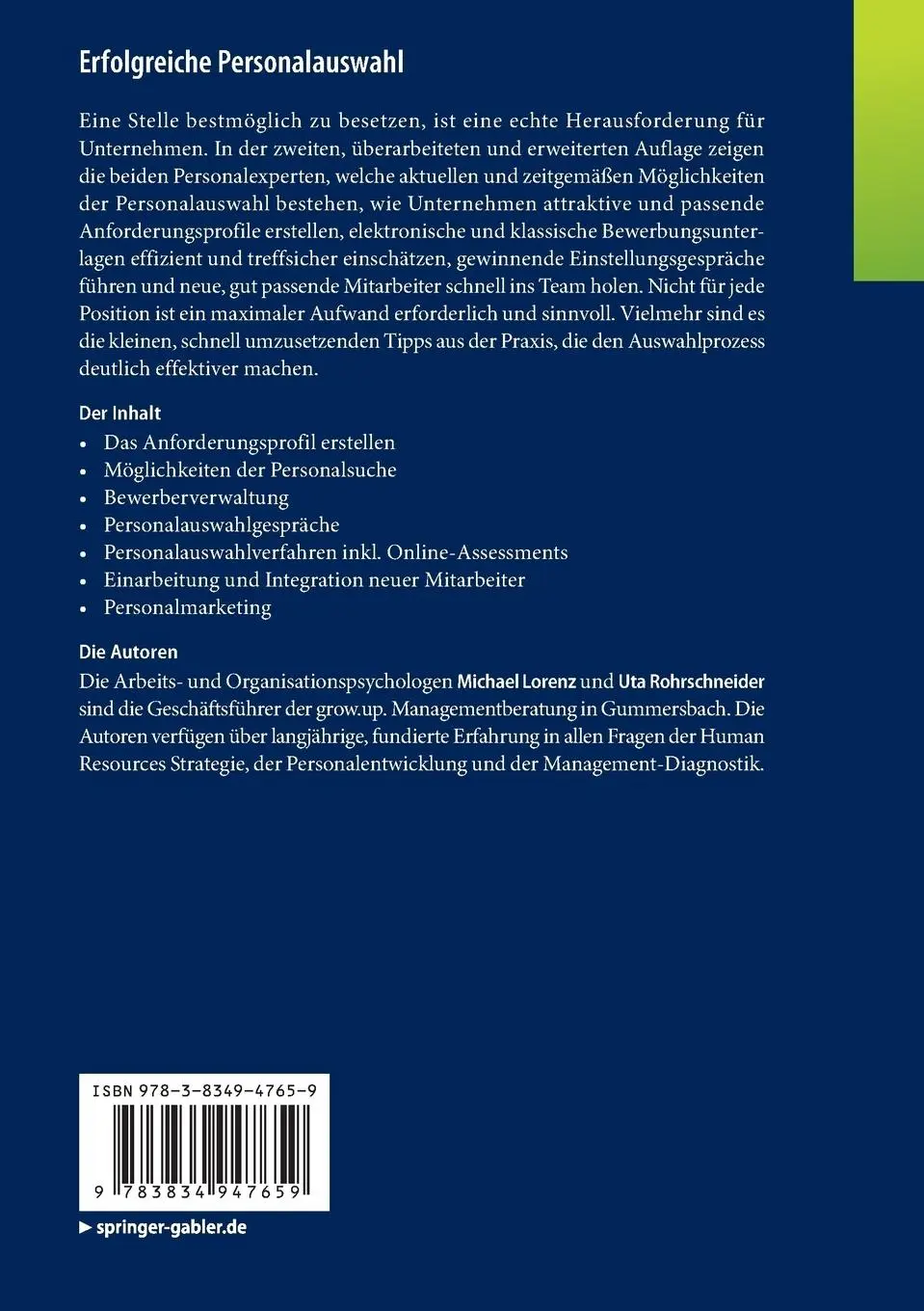 Rückseite: 9783834947659 | Erfolgreiche Personalauswahl | Sicher, schnell und durchdacht | Buch