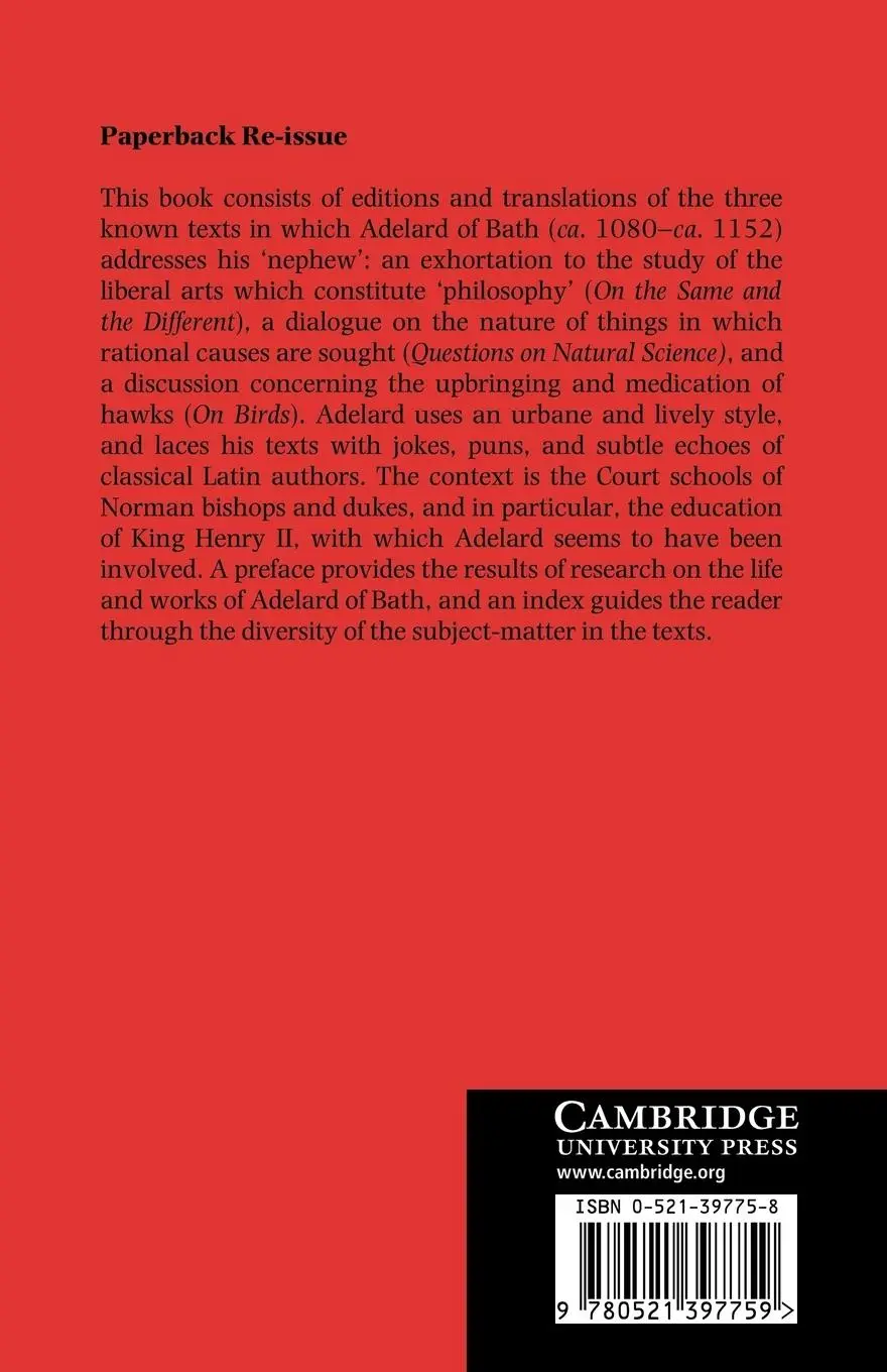 Rückseite: 9780521397759 | Adelard of Bath, Conversations with His Nephew | Burnett (u. a.)