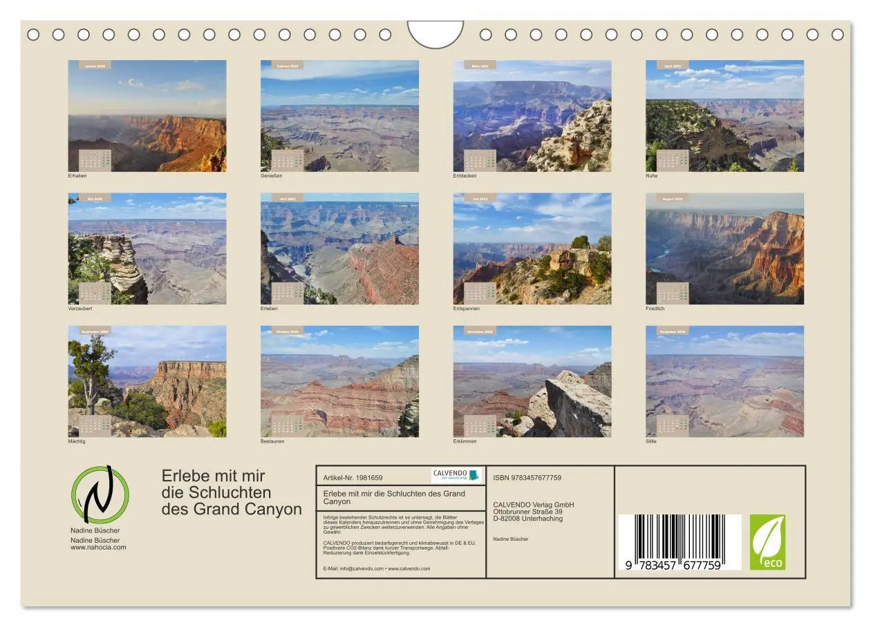 Bild: 9783457677759 | Erlebe mit mir die Schluchten des Grand Canyon (Wandkalender 2026...